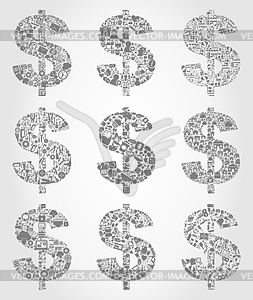 Set of dollars - vector clip art