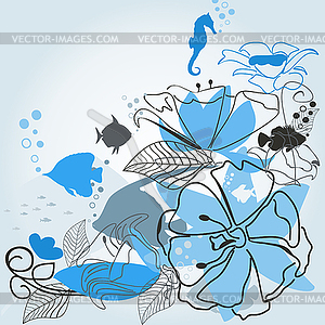 Fishes flower - vector image