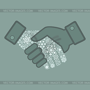 Snowflake hand shake - vector image