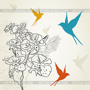 Birds flower - vector clipart