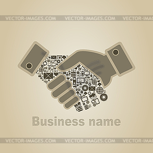 Hand shake computer - vector clipart