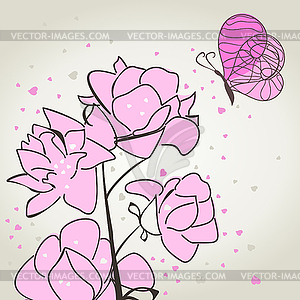 Butterfly and flower - vector image