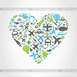 Aircraft heart - vector EPS clipart