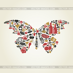 Питание бабочки - рисунок в векторном формате