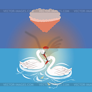 Couple of swans - vector clipart