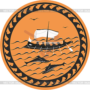 Ancient ship - vector image