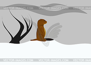 Cloudy Groundhog day - vector clip art