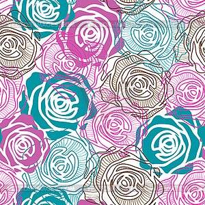 Color rose pattern - vector clipart