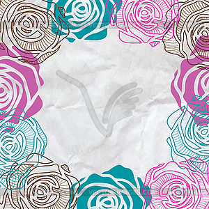 Rose frame invitation - color vector clipart