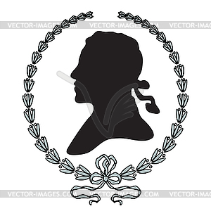 Laurel wreath with man silhouette - vector image