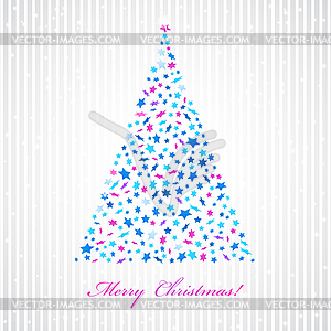 Christmas background with star fir-tree - vector clipart / vector image