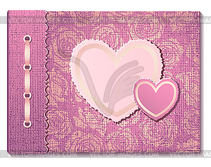 Photo album with hearts - color vector clipart