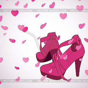 Female shoes background - vector image