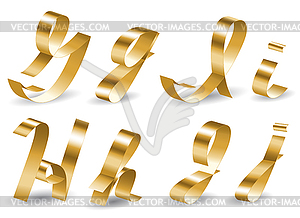 Ribbon alphabet GIHJ - vector image