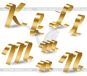 Ribbon alphabet KLMN - vector clip art