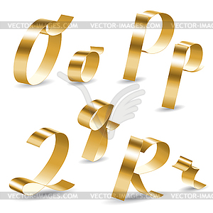 Ribbon alphabet OPQR - vector clipart