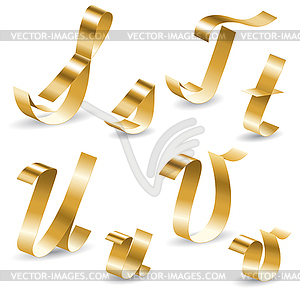 Ribbon alphabet STUV - color vector clipart