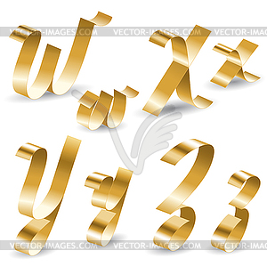 Ribbon alphabet WXYZ - vector clip art