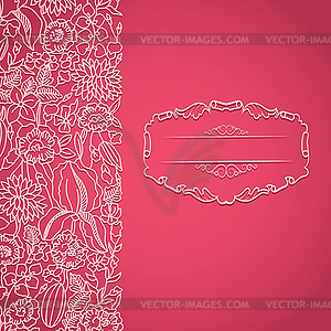 Pink ornamental card - color vector clipart