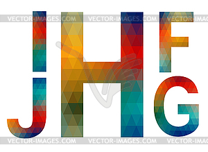 Mosaic alphabet letters I, J, H, F, G - vector EPS clipart