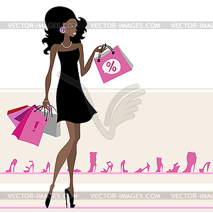 Woman with shopping bags - vector image