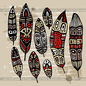 Ethnic Feather Set - vector image