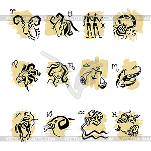 Набор знаков зодиака - иллюстрация в векторном формате