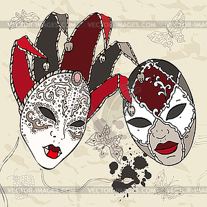 Venetian carnival masks - color vector clipart