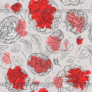 Red flowers seamless pattern - vector clipart / vector image