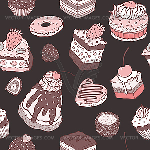 Cute cake. Seamless background - vector clipart