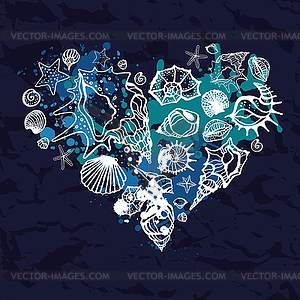 Heart of shells - vector clipart