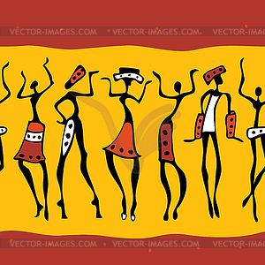 Африканских танцоров силуэт - векторизованное изображение клипарта