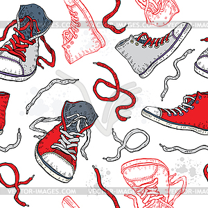 Sneakers. Shoes Seamless pattern - vector clipart