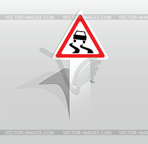 Slippery road sign - color vector clipart