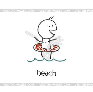 Boy on beach - vector clip art