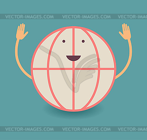 Happy smiling globe - vector image