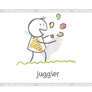 Juggler playing with balls - vector clipart