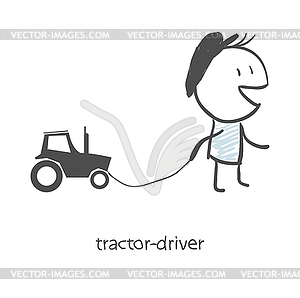 Driver of tractor - color vector clipart