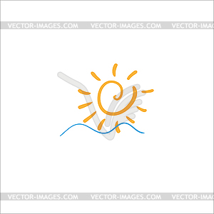 Морских волн и восходящее солнце - изображение в векторном виде