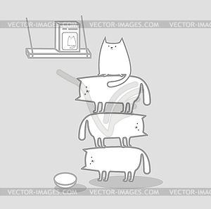 Пирамида из кошек - рисунок в векторном формате