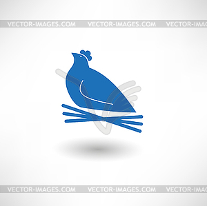 Hen sitting on nest - vector image