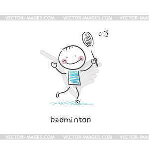 Man playing badminton.  - vector image