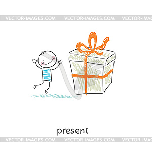 Man and gift - royalty-free vector image