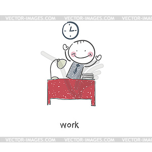 Man at desk - vector image
