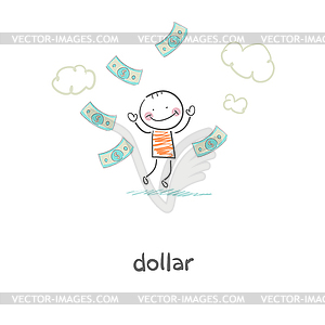 Man and money.  - vector image