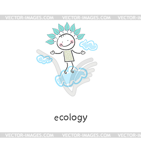 Eco man in sky - vector image