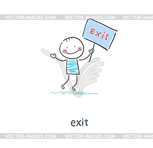 Man holds sign.  - vector image