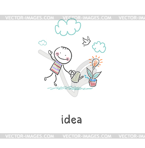 Man grows idea.  - vector clip art