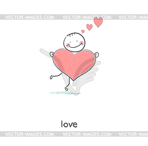 Man and heart.  - vector clipart