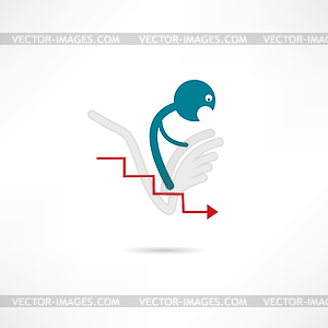 Falling profits on graph icon - royalty-free vector clipart